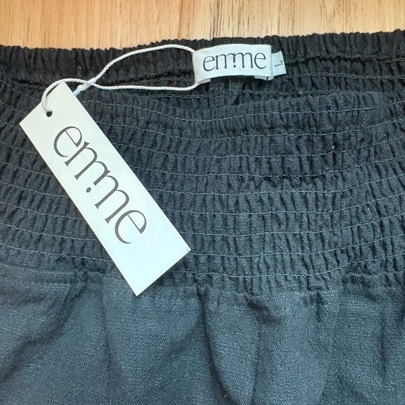 Emme Mama Maternity Everyday Transitional Smocked Linen Pant | MSRP $89 - Picture 2 of 7